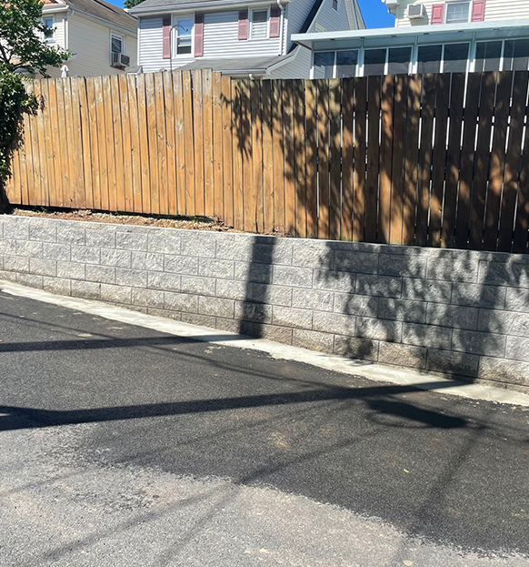 Patio fenced with wood